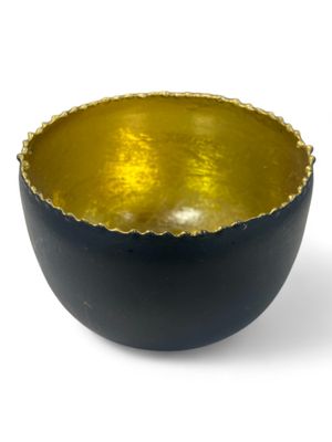 Theelichthouder van metaal - Zwart/Goud - 8,5 x 6 cm 1090257
