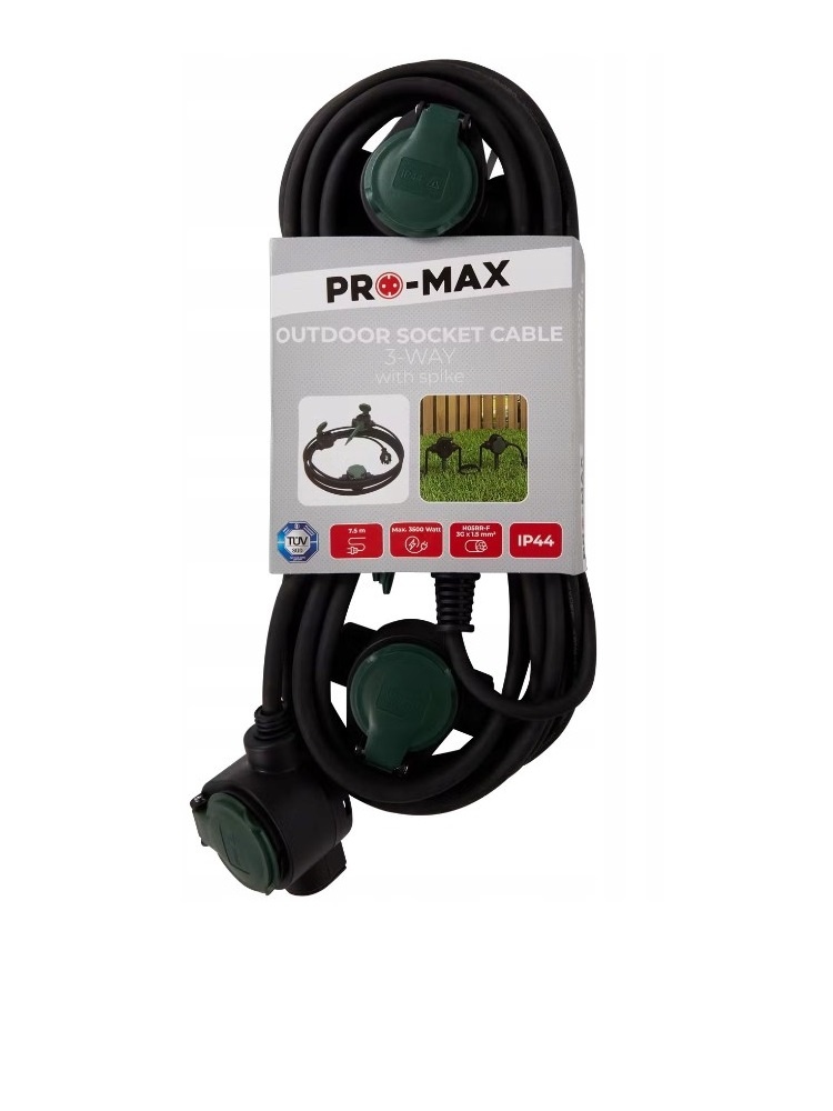PRO-MAX Tuinverlengkabel 7,5 meter - 3500 W PRO-MAX Tuinverlengkabel 7,5 meter - 3500 W