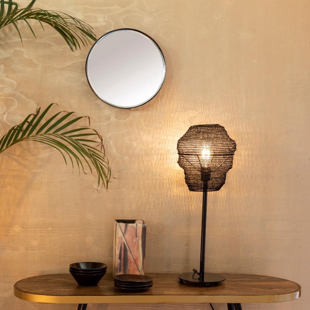 Table Lamp LENA Ø27 cm - Tafellamp met gaas - Hoogte 69 cm Table Lamp LENA Ø27 cm - Tafellamp met gaas - Hoogte 69 cm