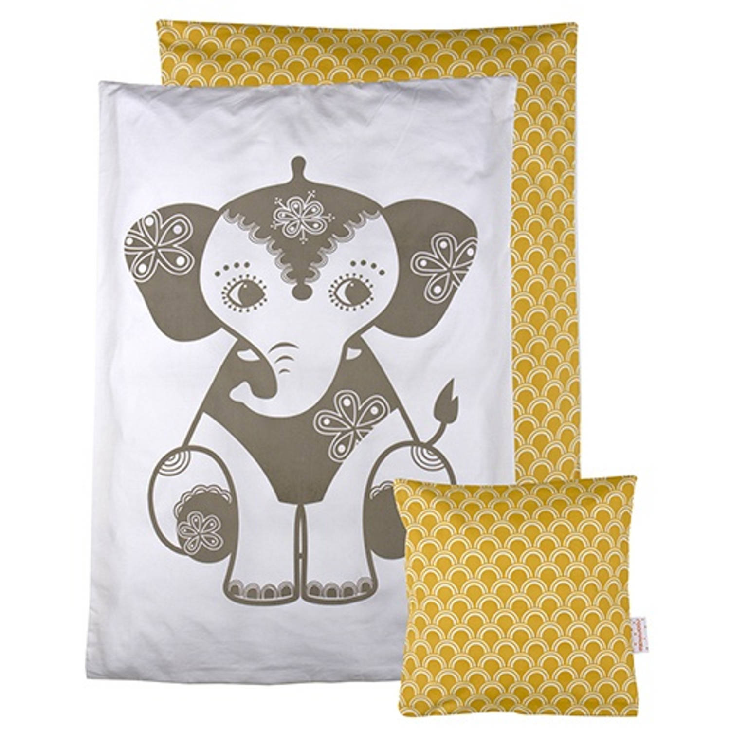 Roommate Dekbedovertrek Elephant Grijs/okergeel 100 X 140 cm Roommate Dekbedovertrek Elephant Grijs/okergeel 100 X 140 cm