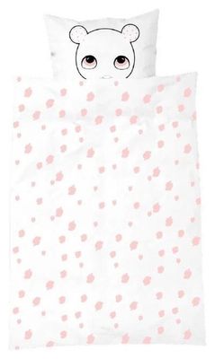 Luckyboysunday Dekbedovertrek Muis 140 x 200 cm Wit/roze --95366