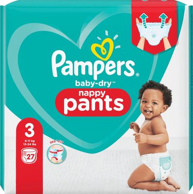 Pampers Baby-Dry Pants - Maat 3 (6 tot 11 kg) - Pak met 27 Luierbroekjes --61663