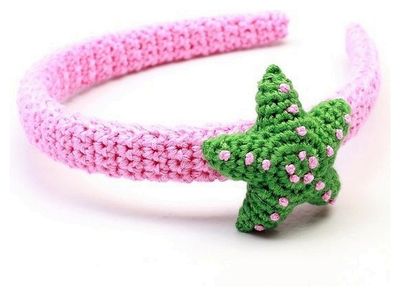 NatureZOO Haarband / Diadeem voor baby Ster Roze/groen --00265