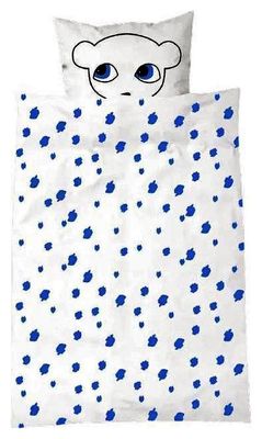 Luckyboysunday Dekbedovertrek Muis 100 x 140 cm Wit/blauw --95311