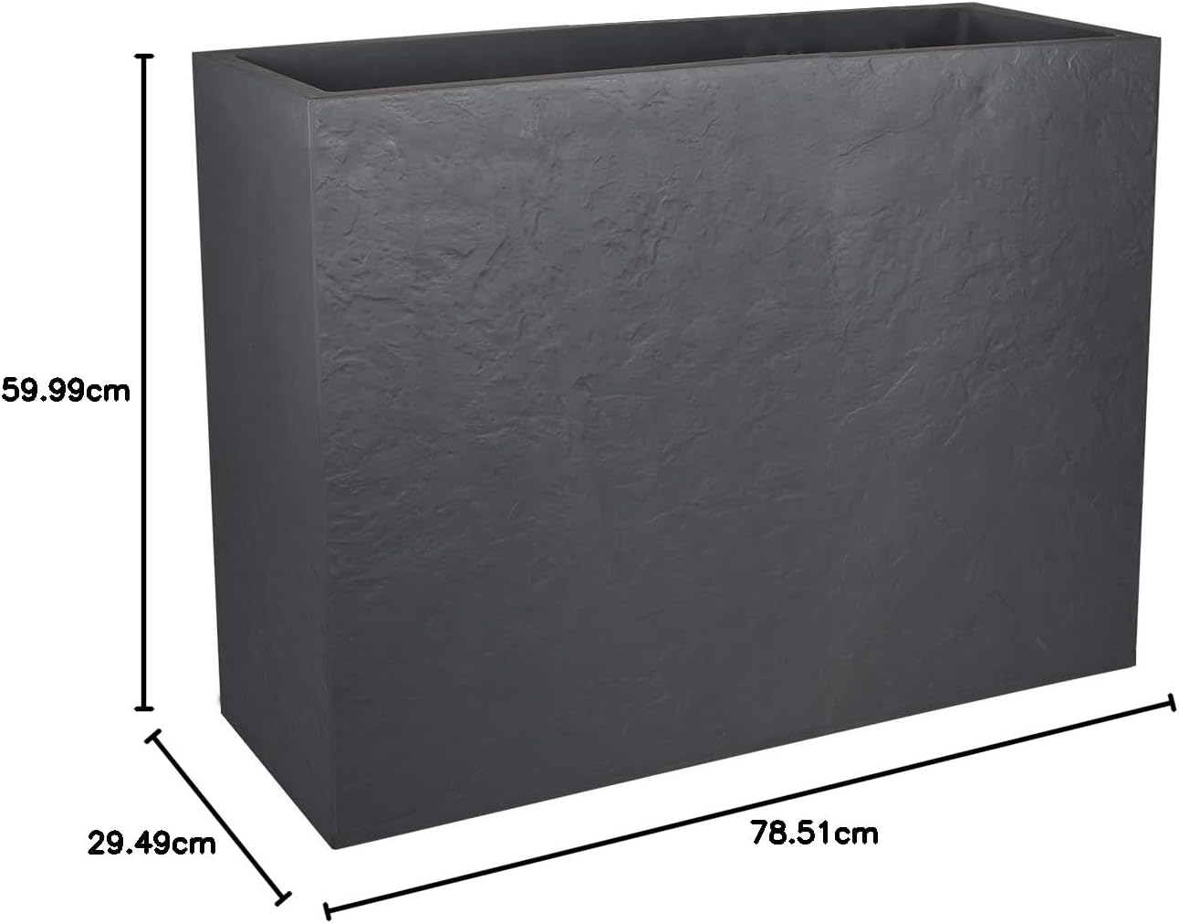 EDA Rechthoekige plantenbak Volcania Stone effect Antraciet 46 liter - 78,5 x 29,5 x 60 cm EDA Rechthoekige plantenbak Volcania Stone effect Antraciet 46 liter - 78,5 x 29,5 x 60 cm