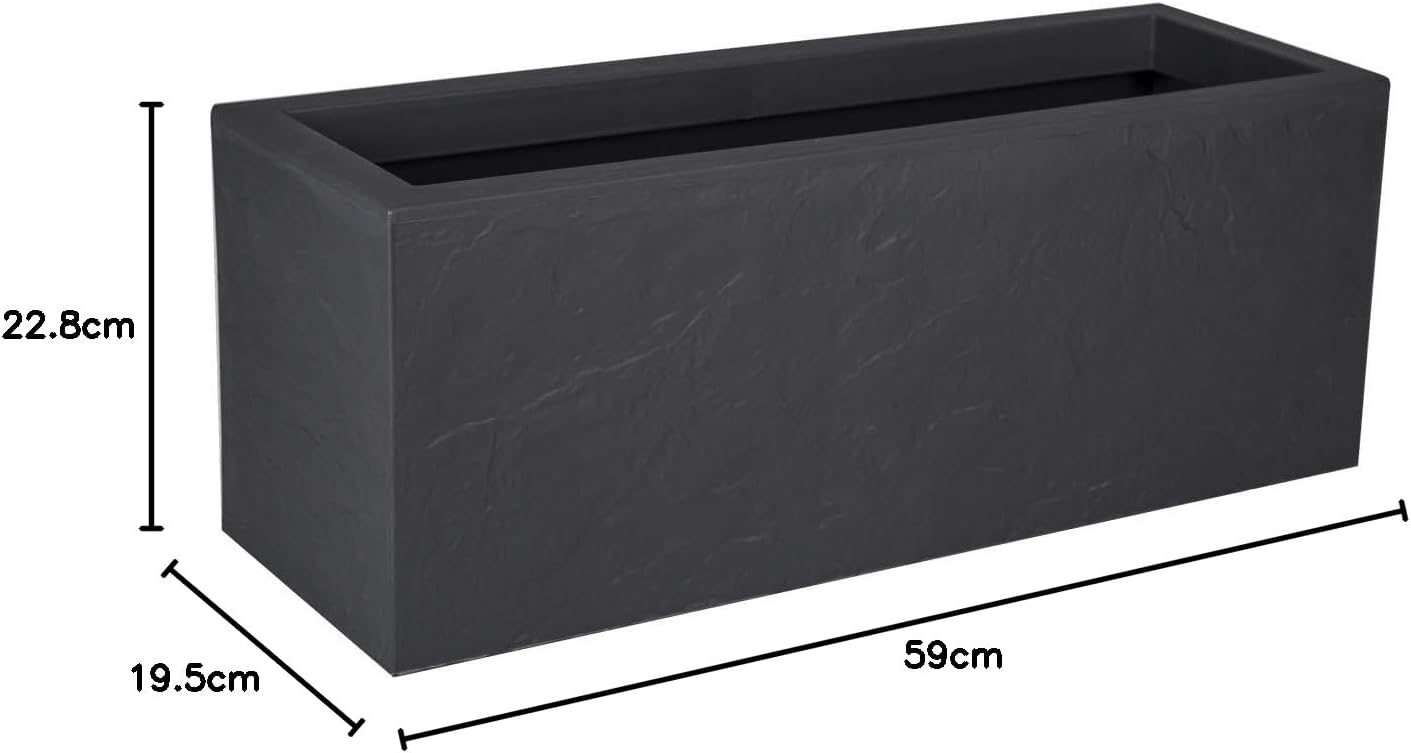 EDA Plantenbak Balcon Volcania Stone effect Antraciet 25 liter - 59 x 19,5 x 22,8 cm EDA Plantenbak Balcon Volcania Stone effect Antraciet 25 liter - 59 x 19,5 x 22,8 cm