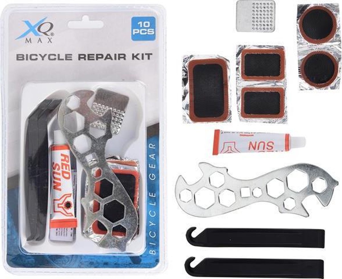 Fiets reparatie / gereedschap set 10-delig - Fietsbanden plakken - Fietsgereedschap voor onderweg Fiets reparatie / gereedschap set 10-delig - Fietsbanden plakken - Fietsgereedschap voor onderweg