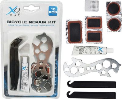 Fiets reparatie / gereedschap set 10-delig - Fietsbanden plakken - Fietsgereedschap voor onderweg 1083023