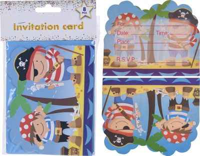 Uitnodigingen Piraten Junior Papier Blauw 8-delig 1070956