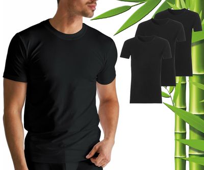 3 Stuks Boru Bamboo T-Shirt Heren - Bamboe - Extra Lang - Zwart - Maat S 1082618