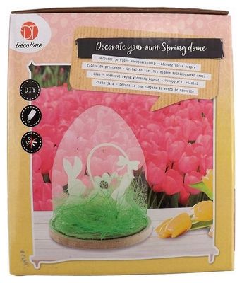 Paaskoepel staande decoratie met een patroon: twee konijnen met mandje 1076963