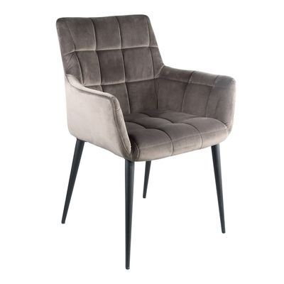 PTMD Flair Stoelen - 60,5 x 61,5 x 85,5 cm - Fluweel/Metaal - Grijs 1078876