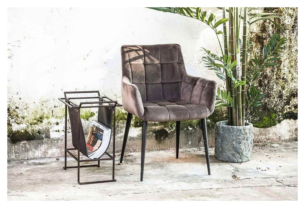PTMD Flair Stoelen - 60,5 x 61,5 x 85,5 cm - Fluweel/Metaal - Grijs PTMD Flair Stoelen - 60,5 x 61,5 x 85,5 cm - Fluweel/Metaal - Grijs