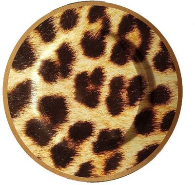 Decoratie bord met luipaard motief BEAU - Bruin / Zwart - Kunststof - Ø 33 cm 1077954
