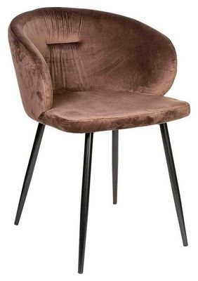 PTMD Move Velvet Stoelen - 55 x 57 x 75 cm - Fluweel/Metaal - Bruin 1078882