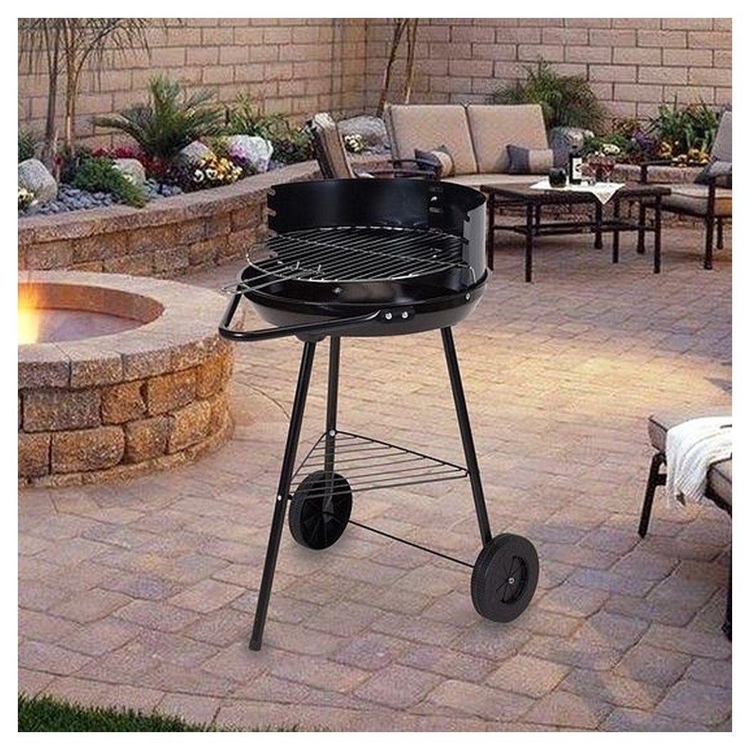 Barbecue - BBQ - Rond - Half open - Verrijdbaar - 41,5x70x41,5 cm - Zwart grijs Barbecue - BBQ - Rond - Half open - Verrijdbaar - 41,5x70x41,5 cm - Zwart grijs