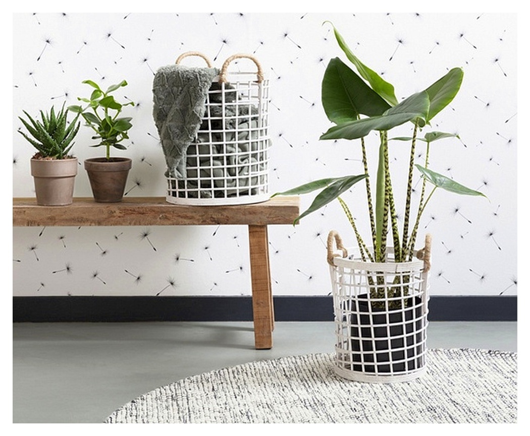 Set Van 2 Witte Bamboe Manden 31 x 26 x 39 cm Set Van 2 Witte Bamboe Manden 31 x 26 x 39 cm