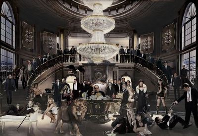 Glasschilderij Maffia in casino 120 x 80 cm 1092442
