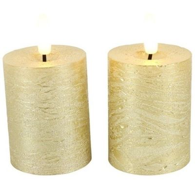 Stompkaars Lyon met LED - 5 x 9 cm - Goud - 2 stuks 1092356