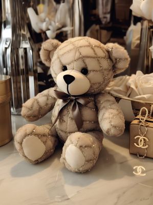 Glasschilderij Chanel Bear Beige 60 x 80 cm 1092435