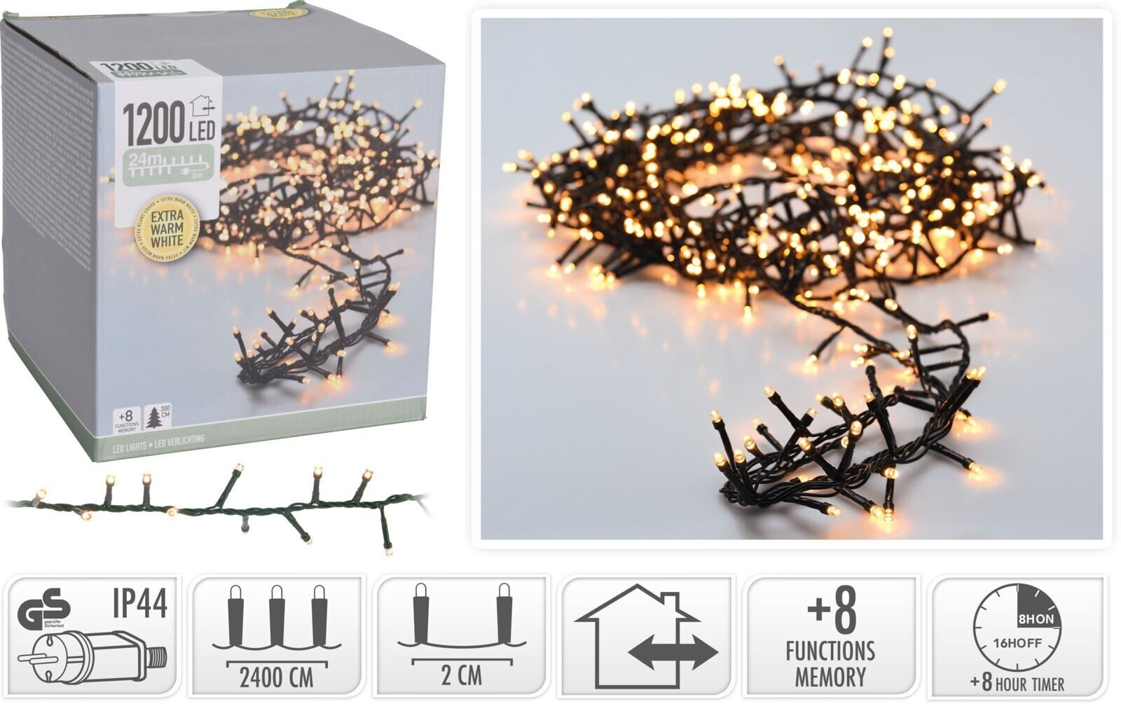Microverlichting/Kerstverlichting 1200 LED - Extra Warm Wit - 24 meter Microverlichting/Kerstverlichting 1200 LED - Extra Warm Wit - 24 meter