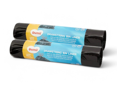 Dumil Vuilniszak met trekband - 15 zakken van 60 liter - 2 rollen 1092871
