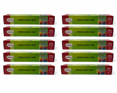 Dumil hersluitbare Diepvrieszakjes - 25 stuks 1 liter + 25 stuks 3 liter - Voordeelverpakking 10 stuks 1092887
