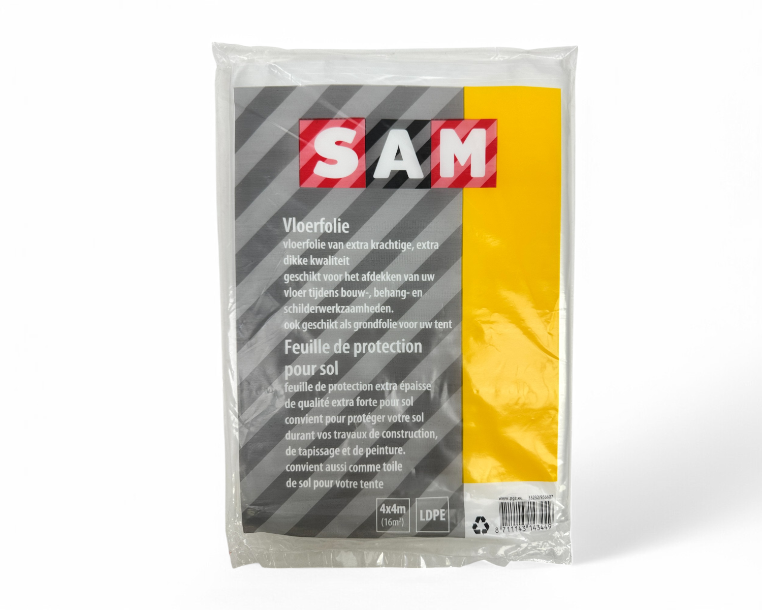 Sam Vloerfolie/Afdekfolie 4 x 4 meter - Voordeelverpakking 5 stuks