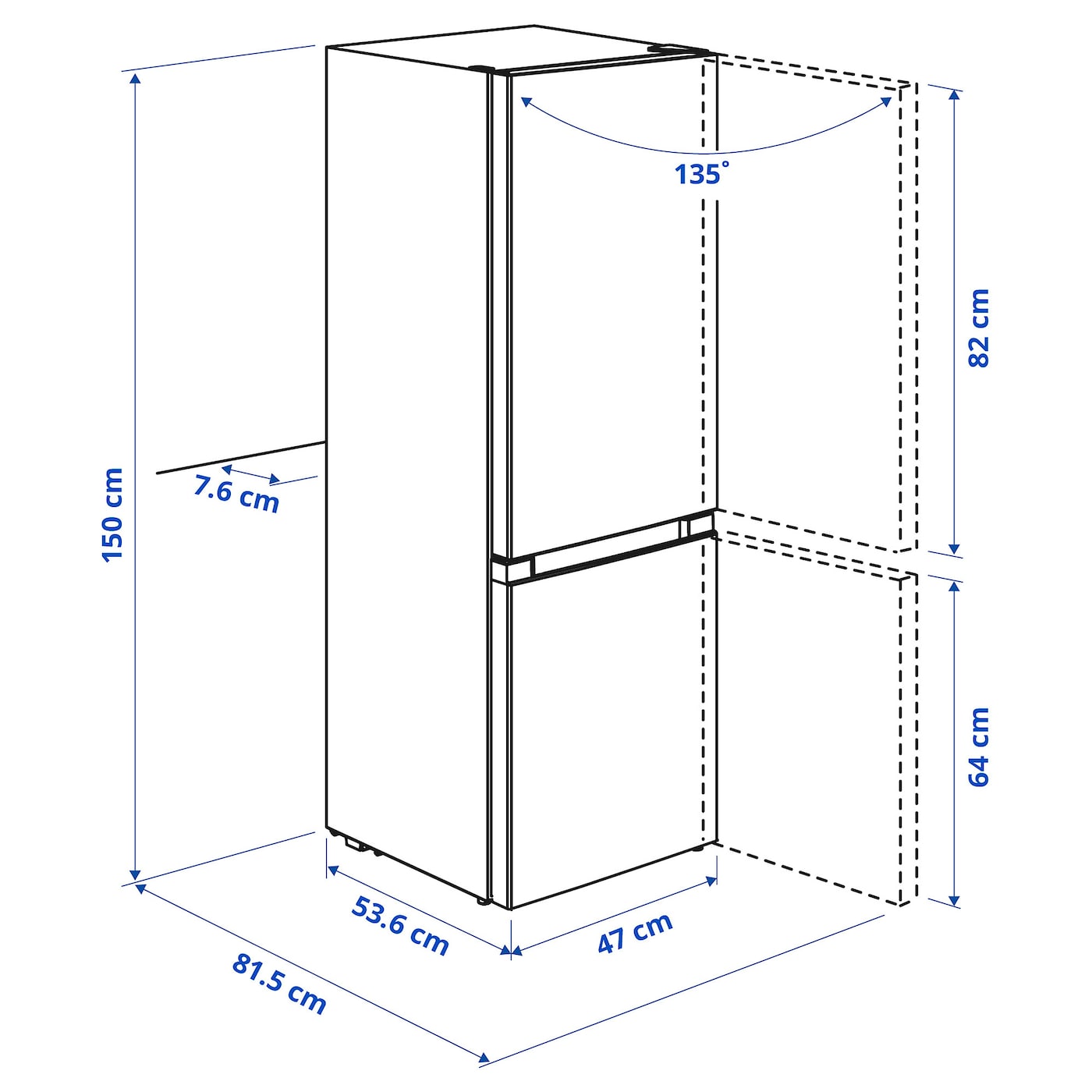 Ikea Lagan S 30567930 Vrijstaande Koel-vriescombi 150cm Wit Ikea Lagan S 30567930 Vrijstaande Koel-vriescombi 150cm Wit