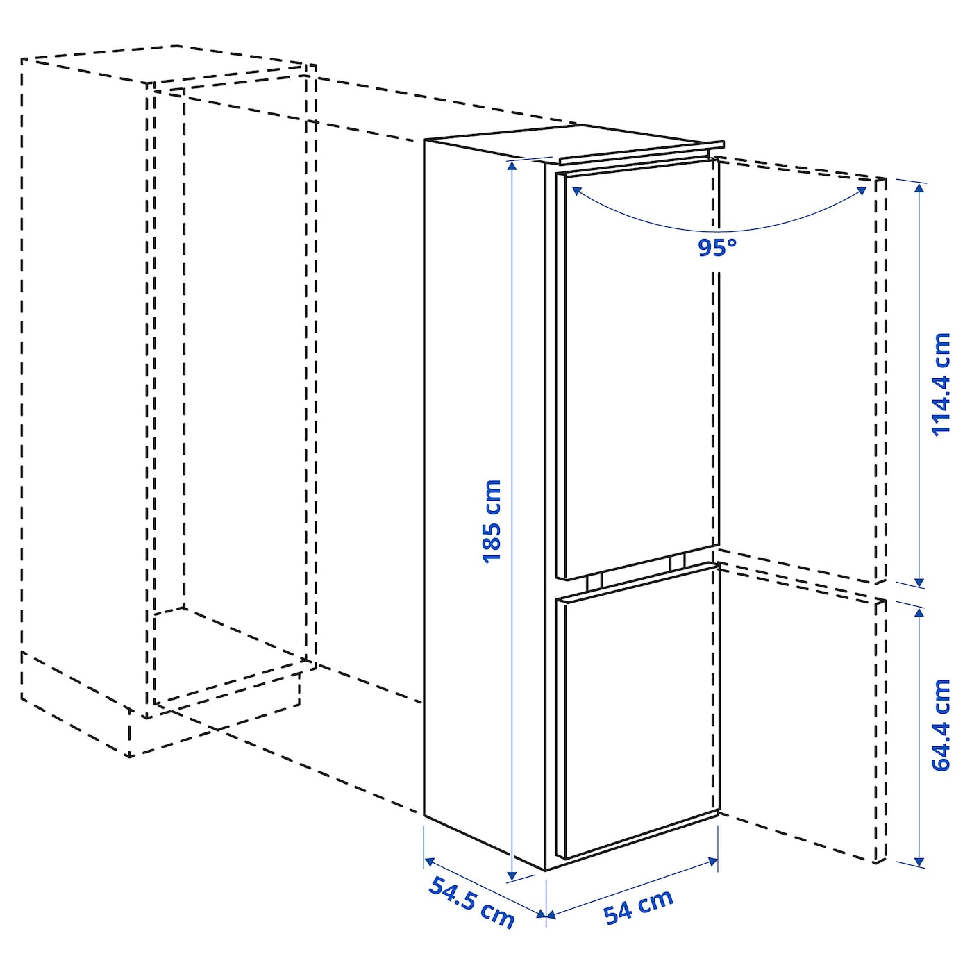 IKEA 500 Tinad-60572874 Inbouw Koel-vriescombi 185cm 210L IKEA 500 Tinad-60572874 Inbouw Koel-vriescombi 185cm 210L