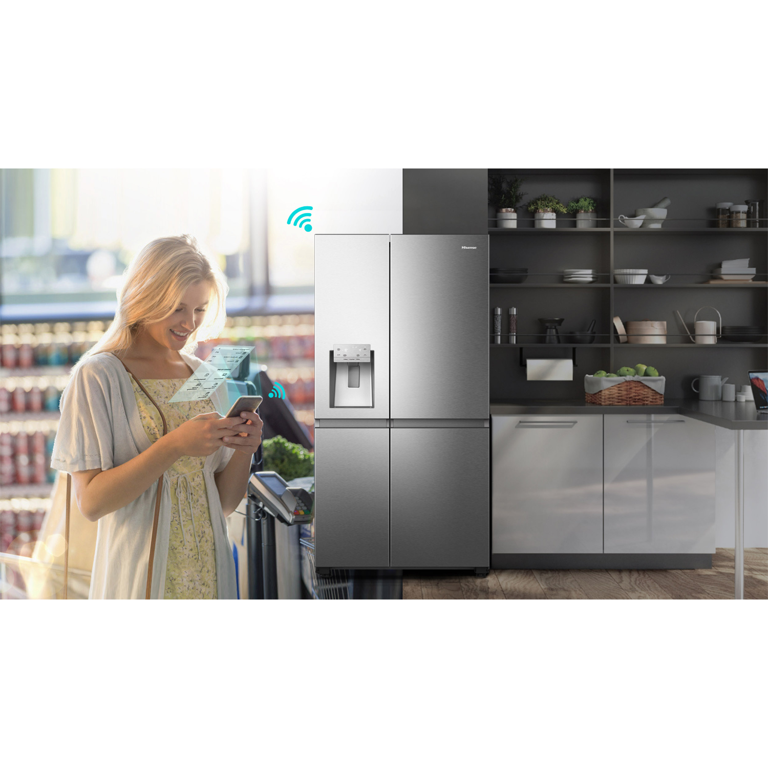 Hisense RS818N4TIC Amerikaanse Koelkast 91x179,5cm RVS Hisense RS818N4TIC Amerikaanse Koelkast 91x179,5cm RVS