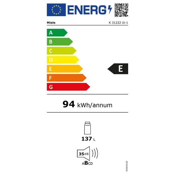 Miele K31222Ui Onderbouw Koelkast 55x60x82cm 136L Miele K31222Ui Onderbouw Koelkast 55x60x82cm 136L