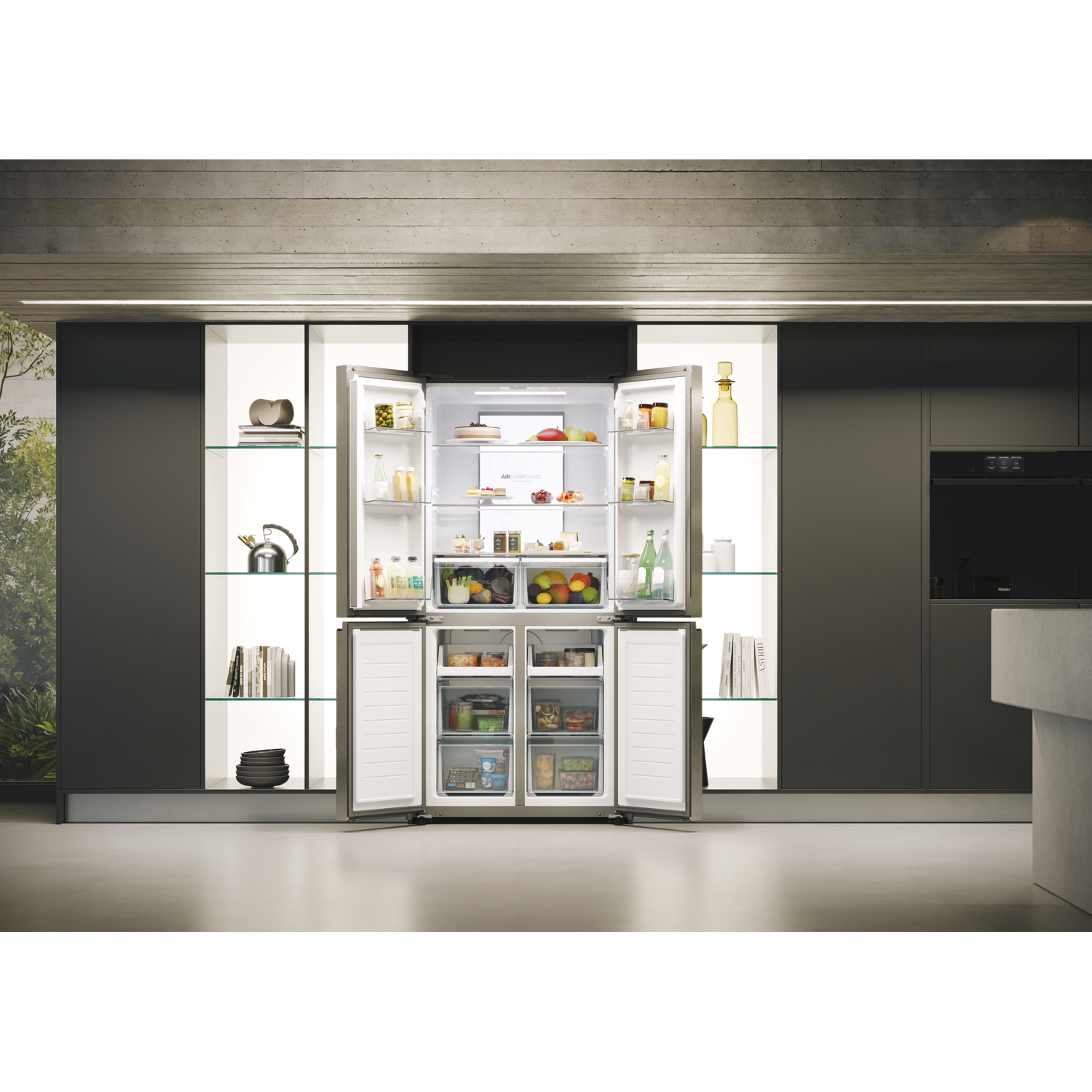 Haier HCR7818DNMM Cube 83 Amerikaanse koelkast 181cm RVS Haier HCR7818DNMM Cube 83 Amerikaanse koelkast 181cm RVS