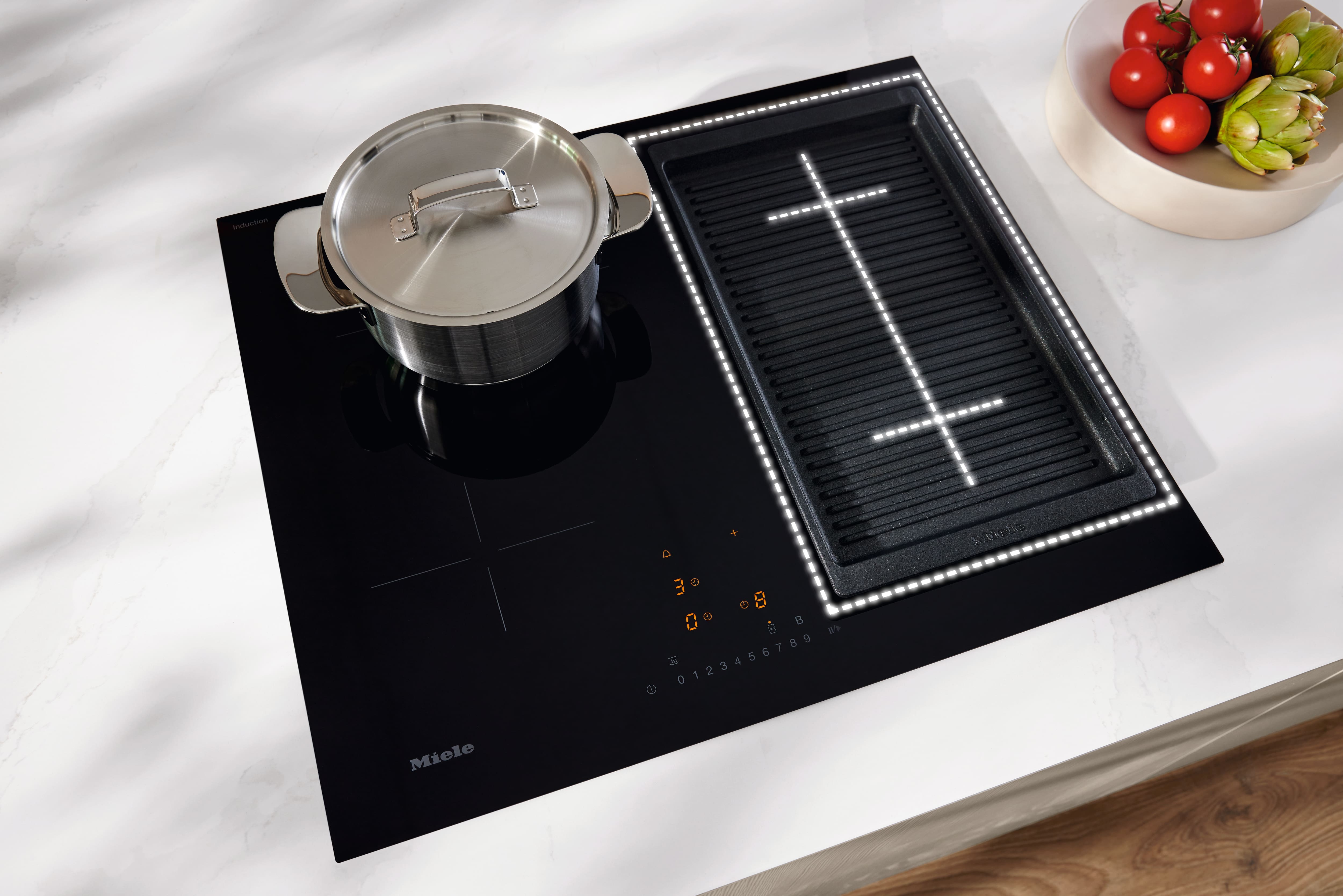Miele KM7363FL Inbouw Inductiekookplaat 62x52cm 4 pits Zwart Miele KM7363FL Inbouw Inductiekookplaat 62x52cm 4 pits Zwart