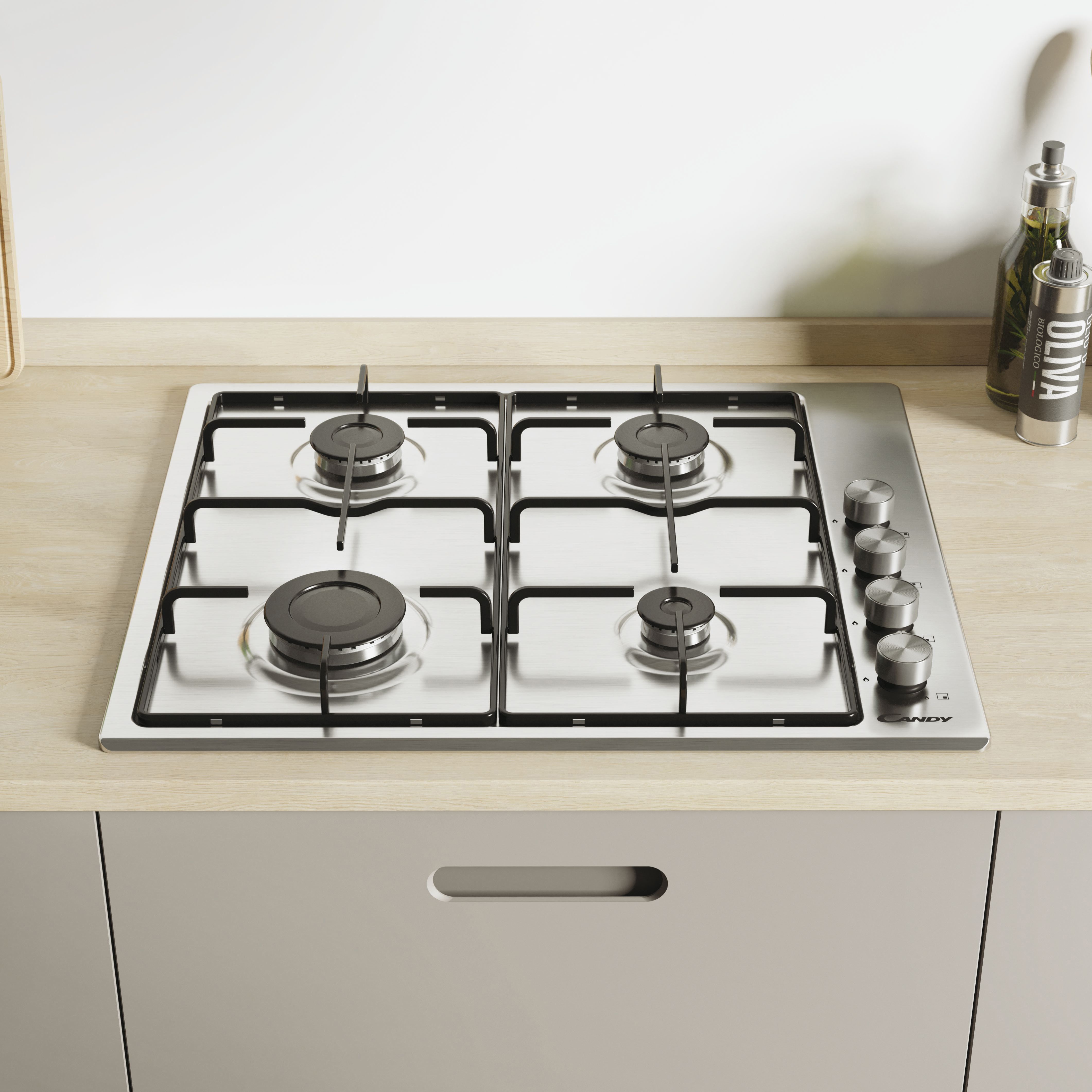 Candy CHW6LPX Inbouw Gaskookplaat RVS 59,5x51 cm Candy CHW6LPX Inbouw Gaskookplaat RVS 59,5x51 cm
