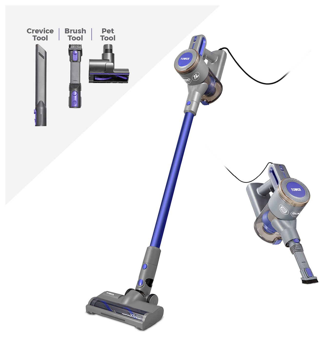 Tower VL20 Performance Pet Steelstofzuiger Draadloos 1,46kg Tower VL20 Performance Pet Steelstofzuiger Draadloos 1,46kg
