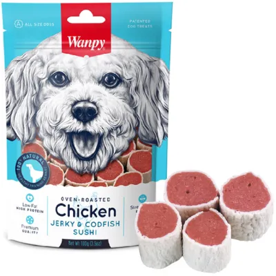 Wanpy Hondensnack Kip Koolvis Sushi - Zak á 100 gram 1092581