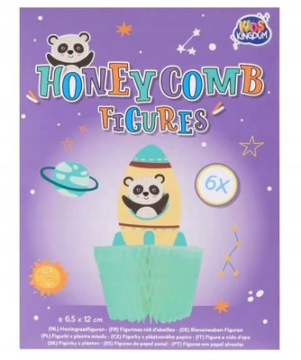 Feestversiering Honey Comb Figuren Panda - 6 stuks 1093087