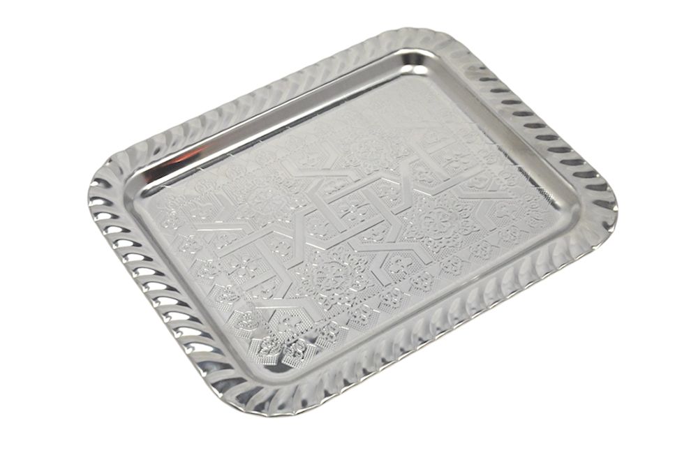 Dienblad van metaal - 22 x 18 cm - Zilver Dienblad van metaal - 22 x 18 cm - Zilver