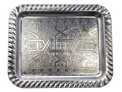 Dienblad van metaal - 22 x 18 cm - Zilver 1093325