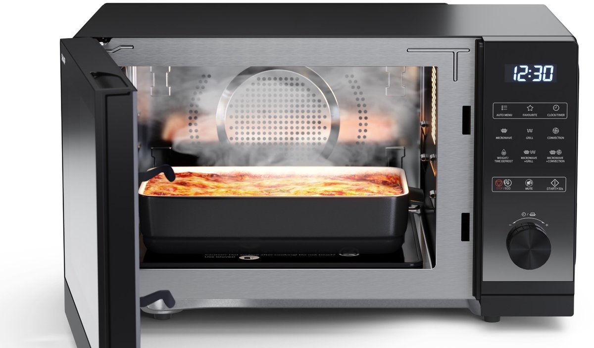 Sharp YC-GC52BE-B Flatbed combimagnetron met grill en heteluchtoven - 900W - 25 liter - Zwart Sharp YC-GC52BE-B Flatbed combimagnetron met grill en heteluchtoven - 900W - 25 liter - Zwart