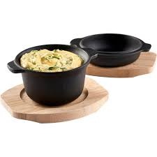 Dangrill Serveerpan Gietijzer met bamboe plank - 15 x 13 cm