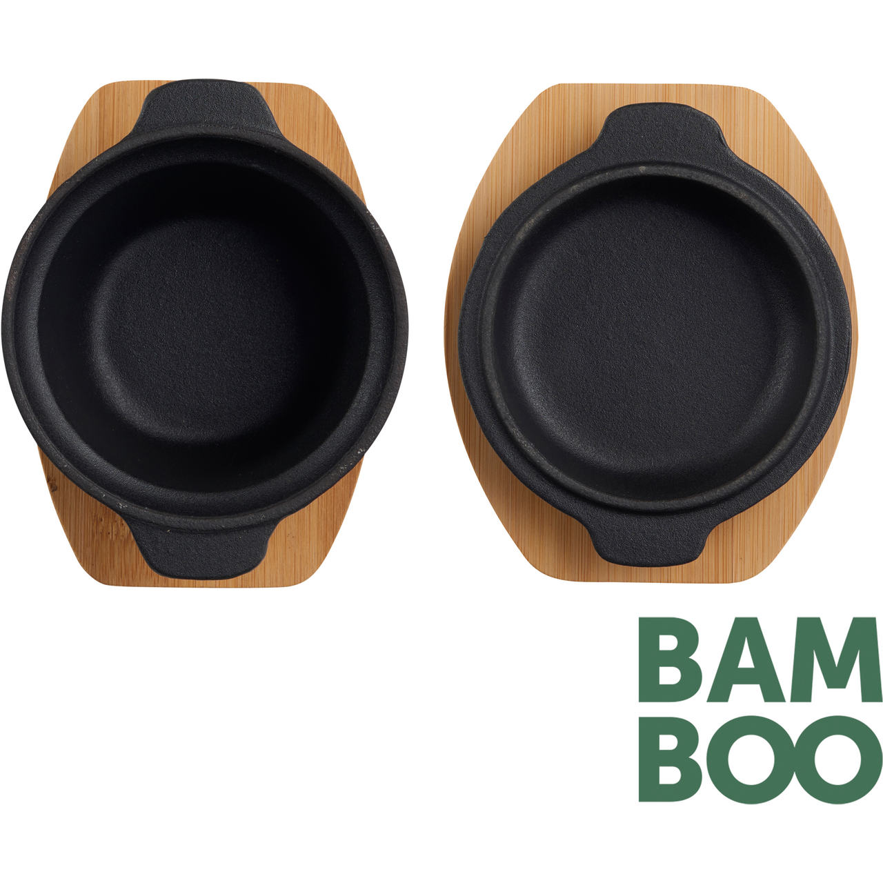 Dangrill Serveerpan Gietijzer met bamboe plank - 15 x 13 cm