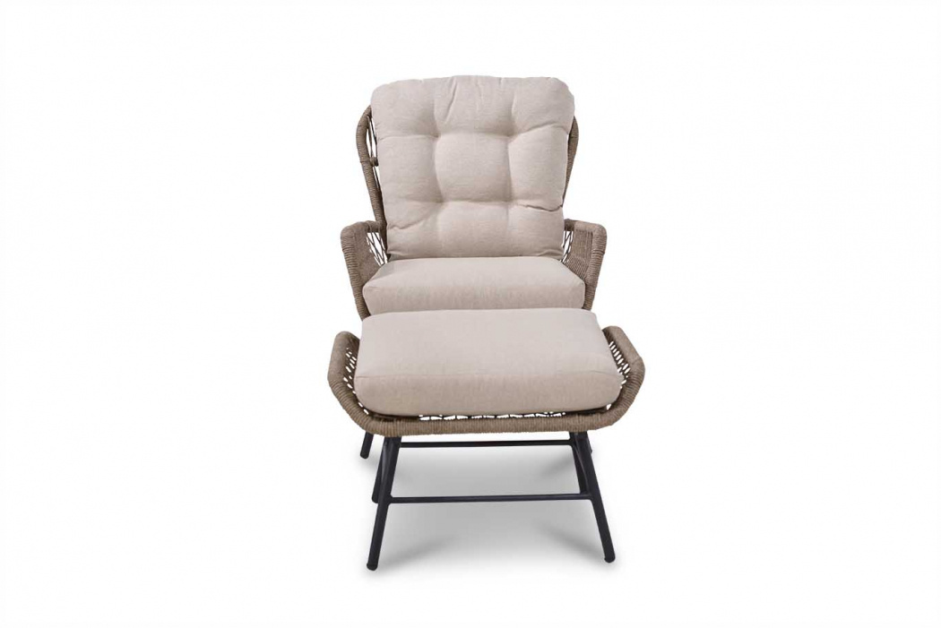 Mondial Living Loungestoel Dex met Hocker Sahara Dust Mondial Living Loungestoel Dex met Hocker Sahara Dust