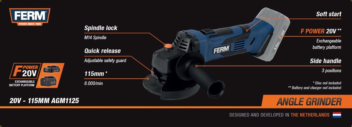 Ferm Haakse Slijper 115mm Ferm Haakse Slijper 115mm