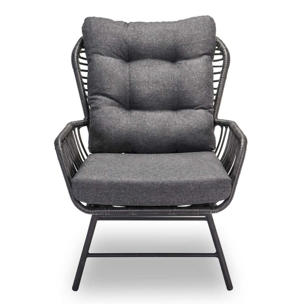 Mondial Living Loungestoel Dex met Hocker Charcoal
