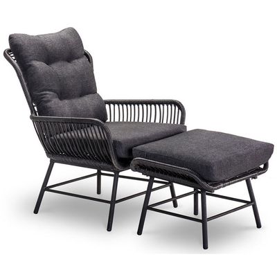 Mondial Living Loungestoel Dex met Hocker Charcoal 1094386