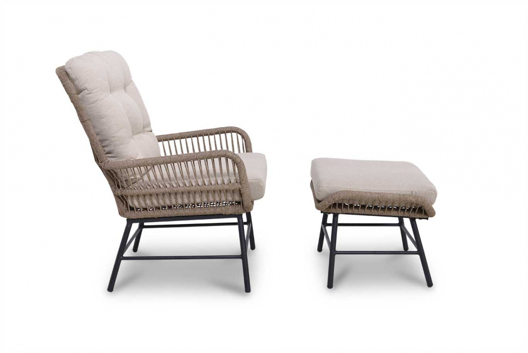 Mondial Living Loungestoel Dex met Hocker Sahara Dust Mondial Living Loungestoel Dex met Hocker Sahara Dust