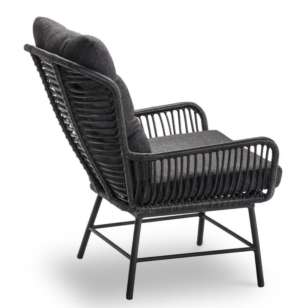 Mondial Living Loungestoel Dex met Hocker Charcoal