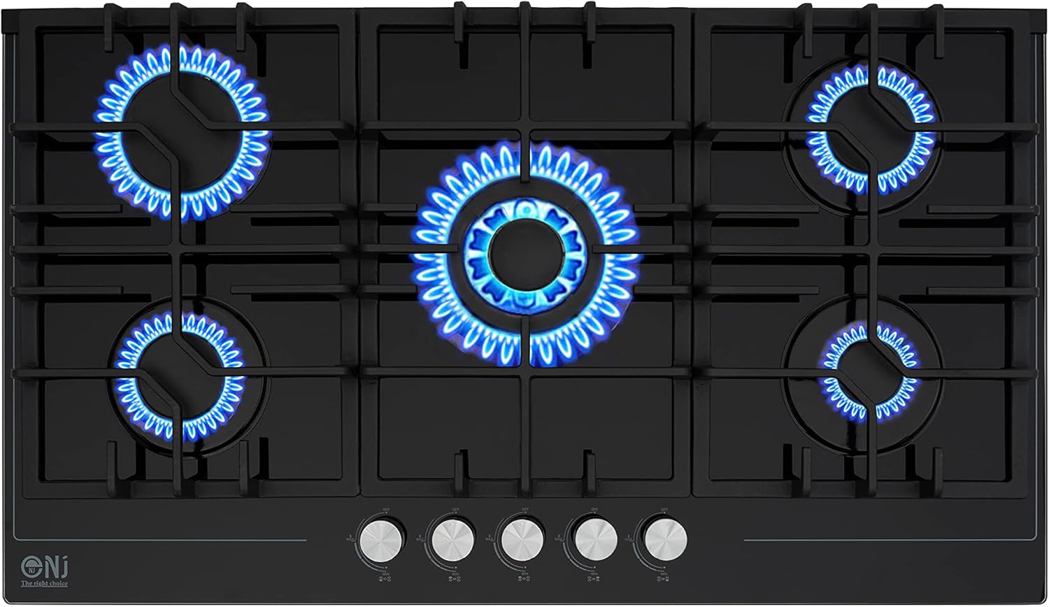 NJ-903G Inbouw Gaskookplaat 90x52cm 5 pits Zwart